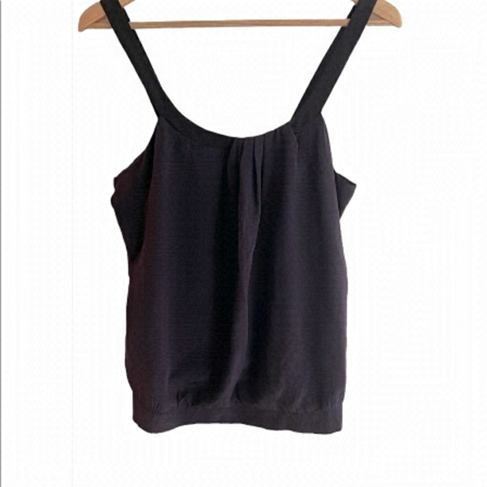 Matty M Women's Silk Cami Tank Blouse Purple With Black Straps Small